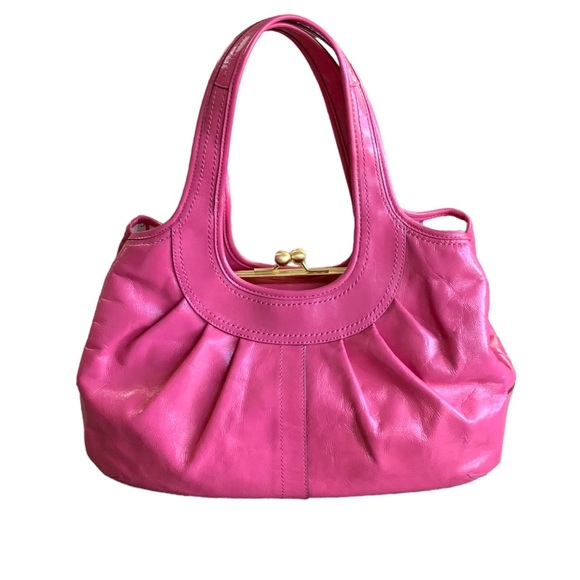 (1405) COACH PURSE ERGO PLEADED PATENT LEATHER HANDBAG FUCHSIA - Picture 14 of 16